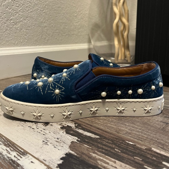Aquazzura Ocean Blue Cosmic Pearls Slip-on Sneakers - Picture 4 of 10